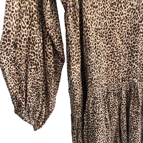 Vici Brown Tan Leopard Cheetah Print Long Sleeve Dress Women’s Size Small Flowy - Picture 6 of 9